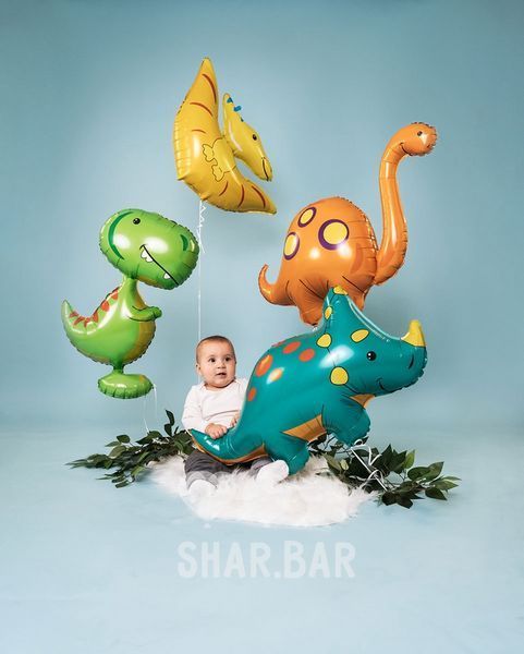 Бронтозавр оранжевий, фольгована фігура з гелієм dino_14 фото