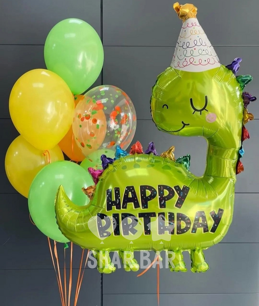 Милий динозавр Happy Birthday, фігура з гелієм dino_19 фото