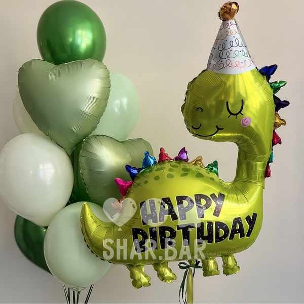 Милий динозавр Happy Birthday, фігура з гелієм dino_19 фото