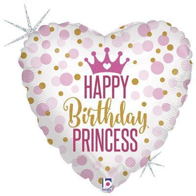 Фольговане сердечко"Happy Birthday Princess", з гелієм Happy Birthday4 фото
