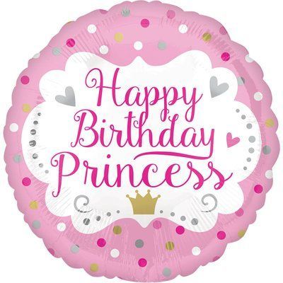 Кулька фольгована рожева "Happy Birthday Princess", з гелієм Happy Birthday24 фото