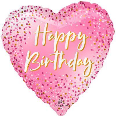 Кулька фольгована сатинова "Серце Happy Birthday", з гелієм Happy Birthday21 фото