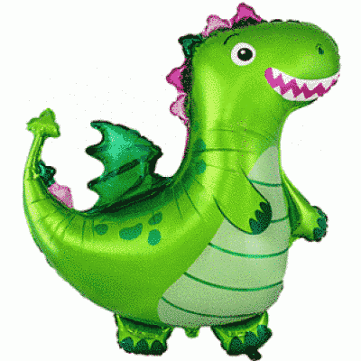 Дракон / динозавр фігура фольгована з гелієм зелена dragon_green фото