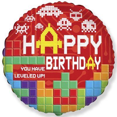 Кулька фольгована &ldquo;Level UP Happy Birthday&rdquo;, з гелієм Happy Birthday58 фото