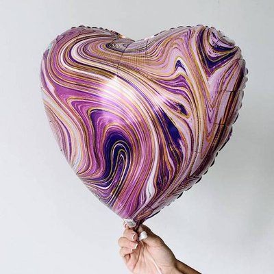 Агат фіолетовий серце фольговане з гелієм, 45 см heart_purple_agat фото