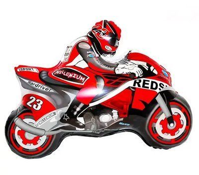 Мотоцикліст червоний, фігура фольгована з гелієм motorcycle_3 фото