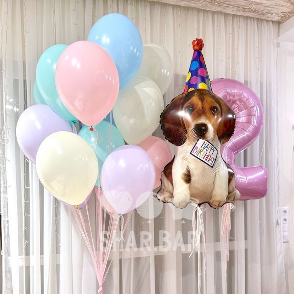 Песик Бігль, фігура фольгована з гелієм beagle фото