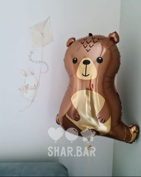 Коричневий ведмедик, фігура фольгована з гелієм 95 фото