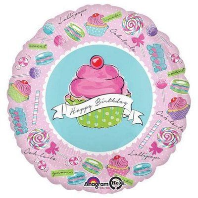 Кулька фольгована "Кексик Happy Birthday", з гелієм Happy Birthday19 фото