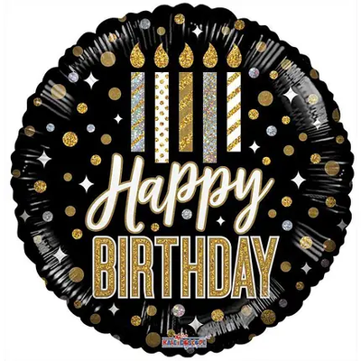 Кулька фольгована чорно-золота "Happy Birthday", з гелієм Happy Birthday88 фото