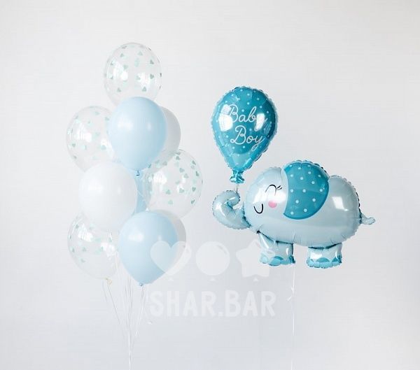 Слоник Baby Boy, фігура фольгована з гелієм на виписку elephant_boy фото